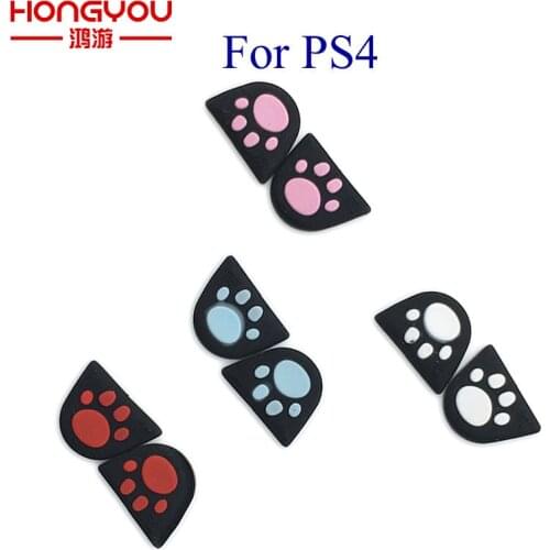 2Pcs For PS4 Controller L2 R2 Button Cover Cat Paw Custom Design Silicone Trigger Buttons Sticker Case Cap Adhensive