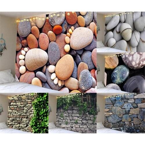 Home Aesthetic Stone Rock Tapestry Wall Hanging Decor 3D Cobblestone Pattern Cloth Beach Towel Yoga Mat Bedroom Mural Blanket