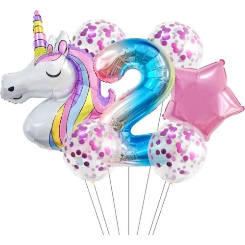 Unicorn Aluminum Film Balloon Birthday Party Childrens Birthday Decoration Flower Fairy Gift Party Rainbow Balloon Decoration