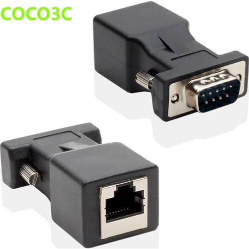 9pin RS-232 Male to RJ-45 Female Connector Card COM Port to LAN Ethernet Port CATS Cable adapter