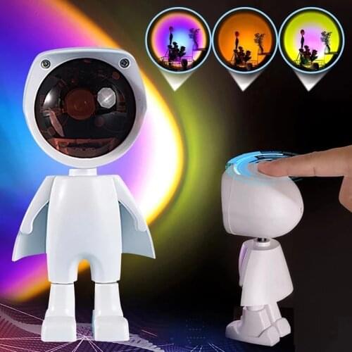 Sun Never Set Usb Robot Projection Lamp Atmosphere Rainbow Led Colorful Decoration Projector Living Room Bedroom Decoration