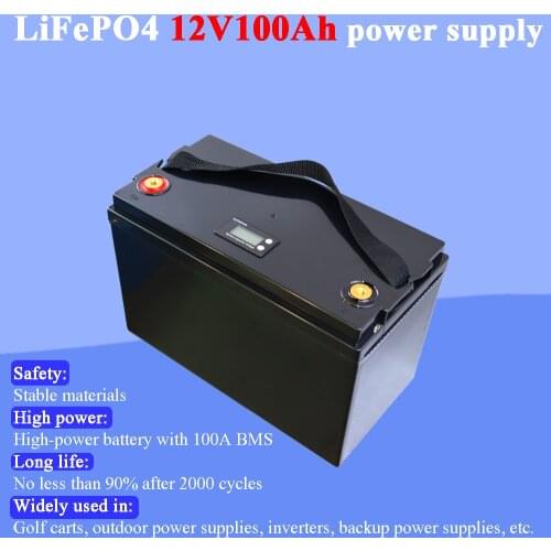 Land Voyager12V 100Ah LiFePO4 Battery 100A BMS Lithium Power Batteries 12.8V For RV Campers Golf Cart Off-Road Off-Grid Solar