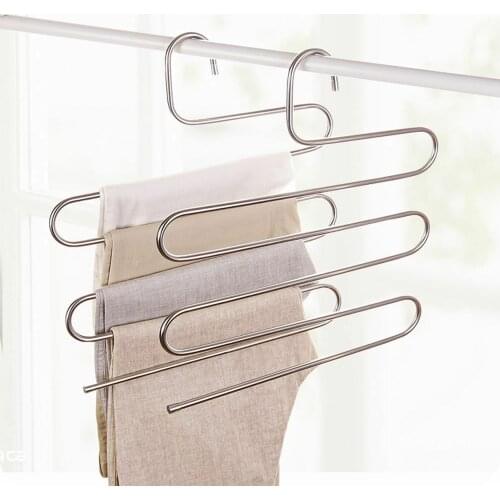 Multi-functional S-type trouser rack stainless steel multi-layer trouser rack traceless adult trouser hanger