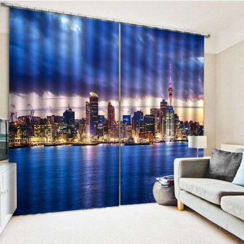 Beautiful Photo Fashion Customized 3D Curtains Night view of the city print Bedroom living room windproof thickening