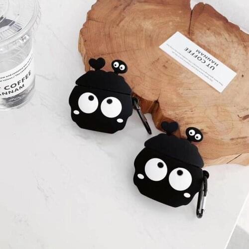 Cartoon Small coal ball Case For Apple Airpods 1 / 2 Earphone Case For Airpods Pro Silicone Cover Accessories with Keychain
