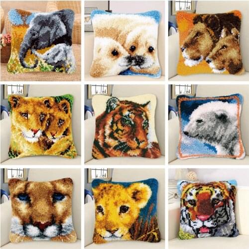 Latch Hook Rug Kits Cushion Latch Hook Pillows Mat Craft Cross Stitch Needlework Crocheting Embroidery Latch Hook Rug Kits Cat