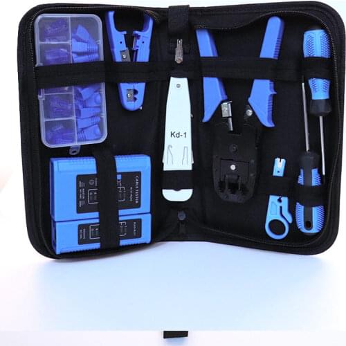 Computer Network Repair Tool Kit Lan Cable Tester Wire Cutter Screwdriver Plier Crimping Maintenance Tool Set Bag