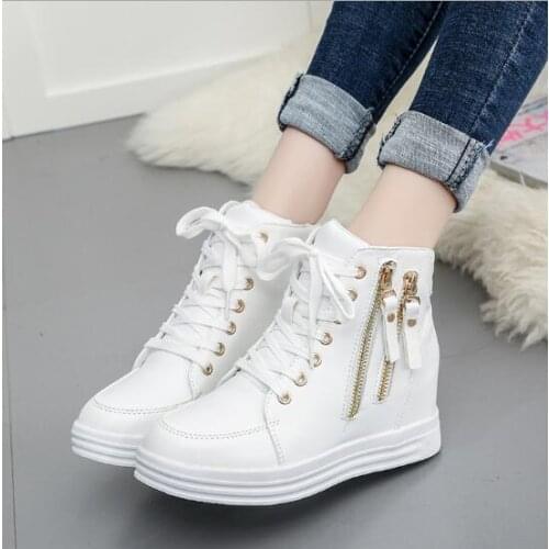 New womens boots fashion metal zipper decorative boots outdoor walking boots classic casual increase boots boots women