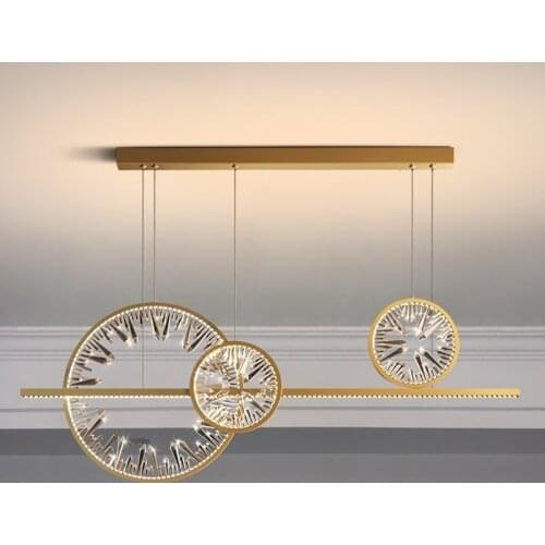 New Design Rectangle Kitchen Chandelier Bar Crystal Hanging Lamp Changeable Suspension Modern Living Room Decor Light