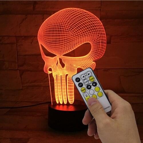 New Tooth Skull 3D LED USB Lamp Halloween Punisher Mood Colorful Scared Theme Haunted House Decor Night Light Stage Lighting
