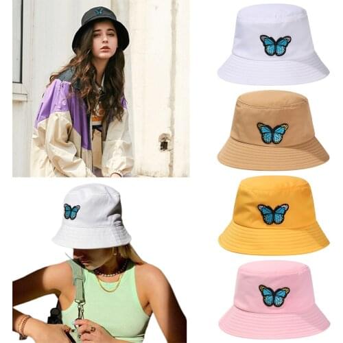 Fashion Colorful Butterfly Bucket Hat Cotton Foldable Casual Fisherman Cap Women Men Spring Summer Outdoor Sunscreen Hat