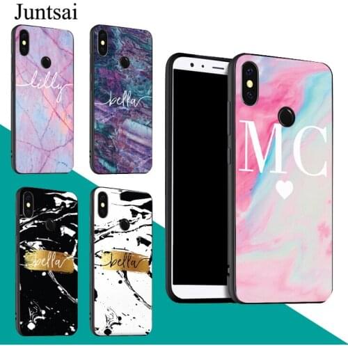 PERSONALISED MARBLE NAME INITIALS Case For Redmi Note 9 Pro 9S 8T 8 Pro 9A 9C For Mi 9 9T Note 10 Lite For POCO X3 Couqe