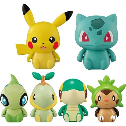 Genuine Pokemon 6PCS/set 4 cm Chespin Pikachu Bulbasaur Celebi Turtwig Action Figure Model Toys Gift for Childr Kids Toys