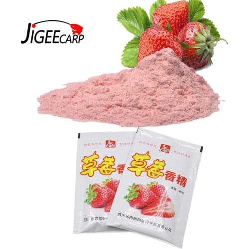 JIGEECARP 1 Bag 20g Carp Fishing Strawberry Flavor Additive Freshwater Fish Groundbait Flavour Fishing Bait Making Scent Powder