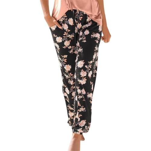 Elastic Waist Boho Beach Trousers Women Bohemian Floral Print Long Pants Mid Waist Vintage Pants Female Plus Size Pants L3