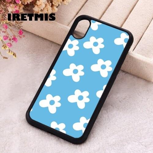 Iretmis 5 5S SE 2020 Phone Cover Cases for iPhone 6 6S 7 8 Plus X Xs Max XR 11 12 MINI Pro Rubber Silicone Blue Flower Pattern