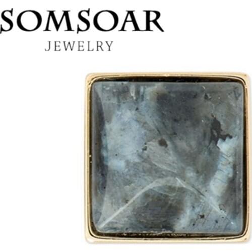 Somsoar Jewelry PYRAMID WISHING STONE - LARVIKITE - BALANCE Keys fit Leather wrappable Bracelet Necklace10pcs/lot