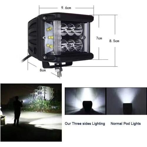 2Pcs 4" inch 60W LED Work Light with Side-Firing for truck Tractor Boat OffRoad 4x4 ATV 12v 24v led Driving lights fog lamp kit