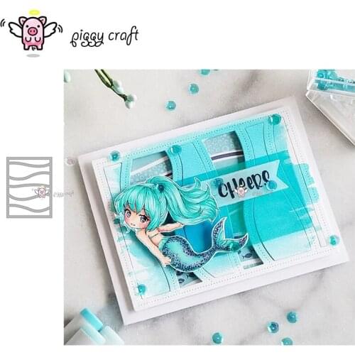 Piggy Craft metal cutting dies cut die mold Wavy rectangular frame Scrapbook paper craft knife mould blade punch stencils dies