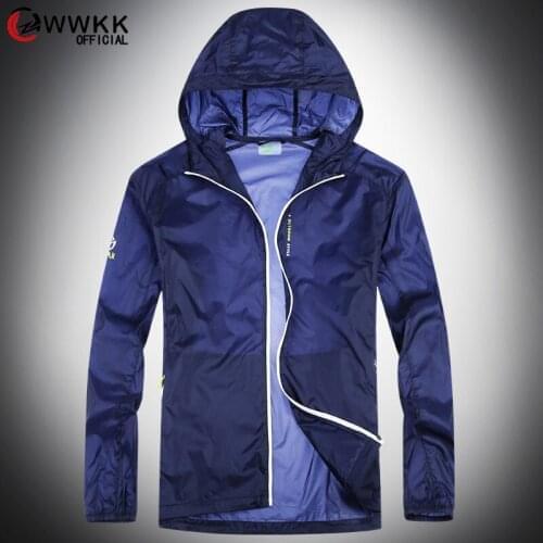 WWKK Hiking Waterproof Jacket Men Camping Running Sun-Protective Windbreaker Quick Dry Outdoor Sport Rain Coat Casual Fishing