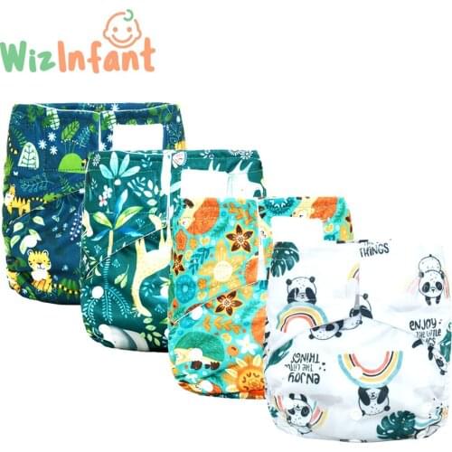 WizInfant 4PCS/Set OS Suede Cloth Pocket Diaper Fast Dry Eco-Friendly Baby Nappy for Girls and Boys Reusable With Back Pocket