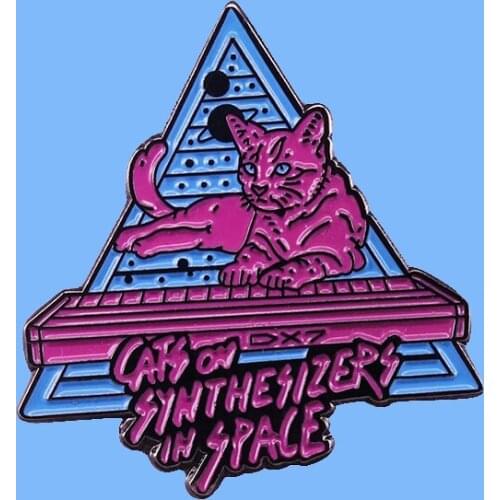 YAOJIE Cartoons Cats on Synthesizers in Space Enamel Brooch Pin Backpack Hat Bag Lapel Pins Badges Fashion Jewelry Accessories