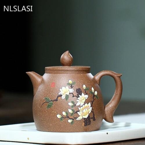 Yixing Traditional tea pots Purple Clay Teapot Raw ore Section Mud Flowers kettle Handmade Boutique Tea Ceremony Gifts 210ml