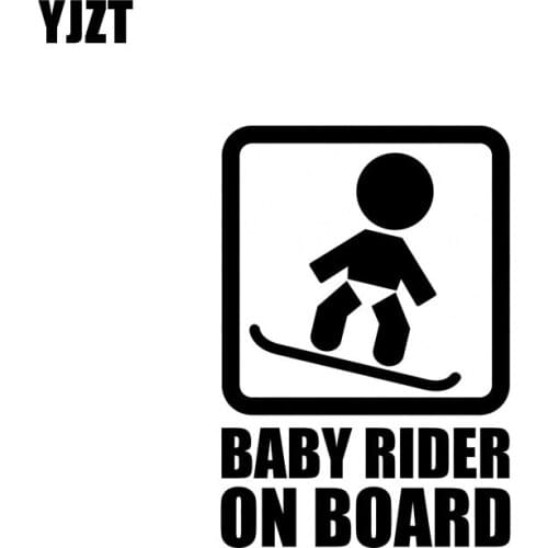 YJZT 9.6CM*14CM BABY RIDER ON BOARD Creative Taste Vinyl Car Sticker Decals Black/Silver C10-00141