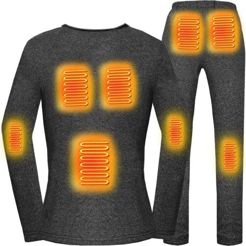 Womens Heated Shirt Heated Pants Electric Heating Clothes Heated Thermal Underwear Set Heating T Shirt Hiking Ski Base Layer