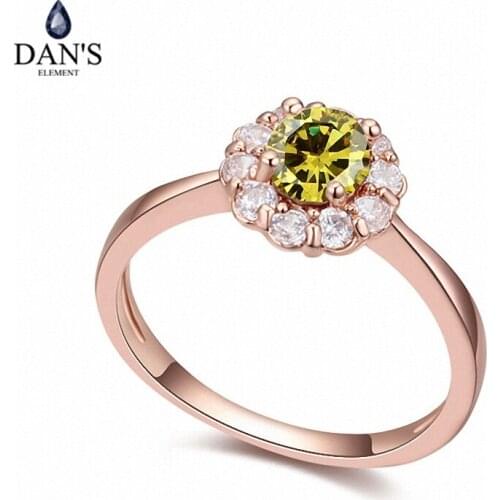 DANS Real Austrian Crystals Brand AAA Zirconia Micro Inlays Fashion Ring for women New Flower 110739Green