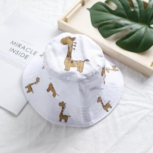 ZWY266 Cartoon Giraffe Baby Hat Bucket Cap Summer Kids Baby Girl Boy Hat Casual Children Sun Hat Cotton Girls Hat Panama Caps
