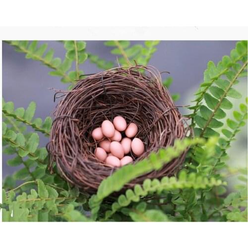 1PC Micro Fairy Garden Decoration Miniature Figurine Toys Crafts DIY Accessories Artificial Birds Nest Simulation Eggs KS 041