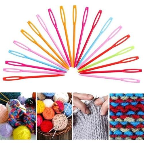 10PCs 9cm/7cm Multicolor Plastic Sewing Needles Crochet Hook fixed Sewing Tools Accessory DIY Wool Yarn Needle