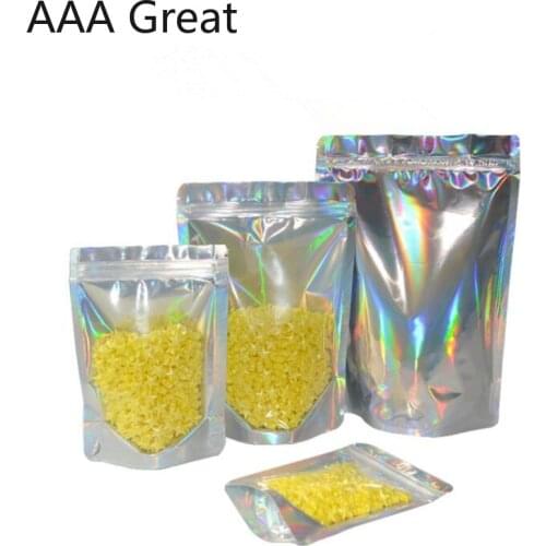 100Pcs/Lot Aluminum Foil Zipper Bag High-Grade Food Bags Transparent Laser Stand Up Front Clear Storage Pouches Packing Zip Lock