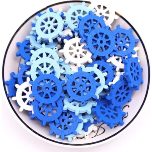 Mixed Rudder Self-Adhesive Stickers 24*2.5mm Wood Carving Handicrafts Wedding Holiday Wall Decoration DIY Craft Supplies 50pcs