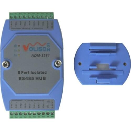 ADM-2581 Isolated 8 Channel 485 Hub 8 Port RS485 distributor 1 to 8 Sharer Repeater Industrial Grade Guide Rail