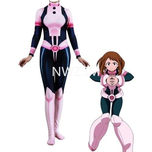 Anime My hero academia Cosplay Costumes Jumpsuit OCHACO URARAKA Halloween Fancy Ball Suit Romper
