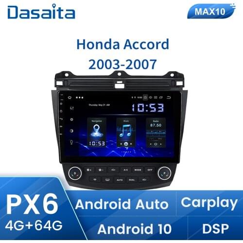 Dasaita TDA7850 10.2" IPS Car Radio Android 10.0 for Honda Accord GPS 2003 2004 2005 2006 2007 Navigation 1080P Video MAX10
