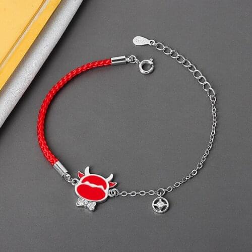 KOFSAC 2021 Women Bracelets Discoloration Zodiac Cartoon Red Cow Fashion Cute 925 Silver Bracelet Lady Party Accessories Gifts
