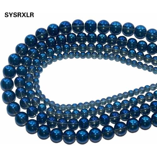 Wholesale Natural Stone Blue Crystal Quartzs Glass Loose Spacer Beads For Jewelry Making Diy Bracelet Necklace 6/8/10/12 MM