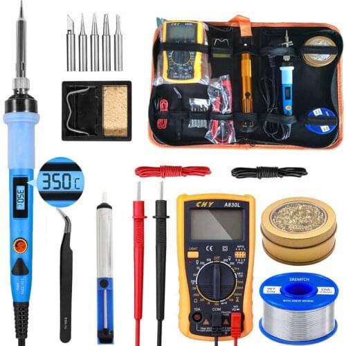 80W LCD Digital Soldering iron kit Adjustable temperature 110V 220V Solder Welding kit tools heater Soldering Station Multimeter
