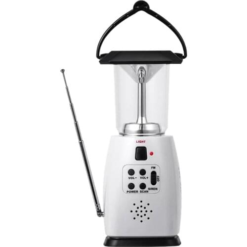 Solar Dynamo Multi-Functional 4-Way Powered Emergency Hand Crank FM Radio LED Camping Lantern Flashlight Phones Charger