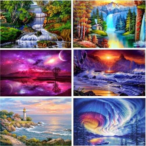 DIY Scenery 5D Diamond Painting Full Round Rhinestones Landscape Diamond Embroidery Cross Stitch Mosaic Wall Decor