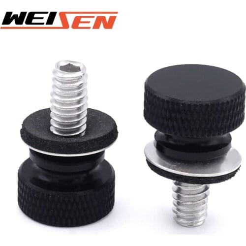 For 1996-2019 Harley 2 pcs Black Billet Aluminum Hard Anodized 1/4 inches Seat Screw Thumb Bolt Motorcycle Accessories