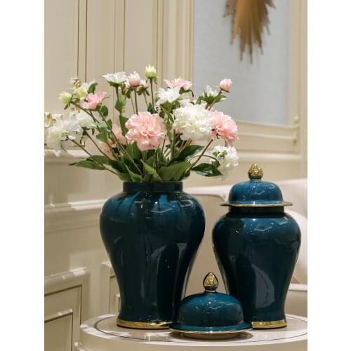 European style ceramic storage jar for modern home decor ceramic Ginger jar with lid