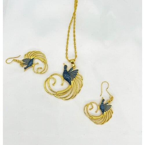 African Dubai Jewelry Set fashion bird spring Earring Necklace Women Wedding Nigeria Ethiopian Kenya Jewelry