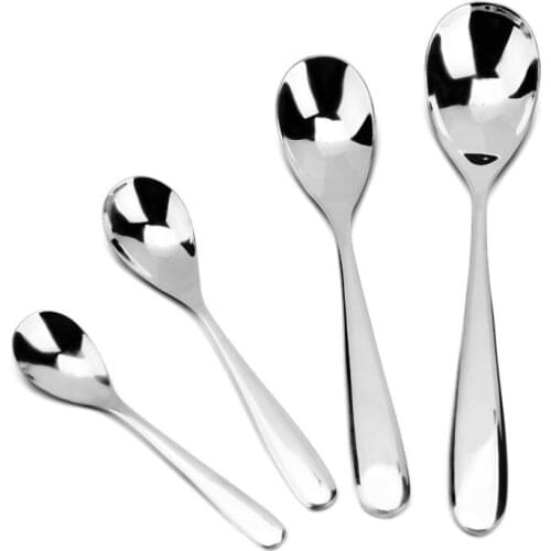 Kitchen Tableware Soup Spoons Thickening Stainless Steel Metal Child Soup Spoon 4PC/lot
