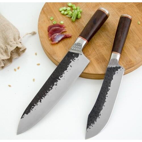 XYj 6"8" Inch 5CR15 Stainless Steel Chef Knife Hammer Pattern Wood Handle Kitchen Helper Cooking Tool Vegetables Meat Cleaver