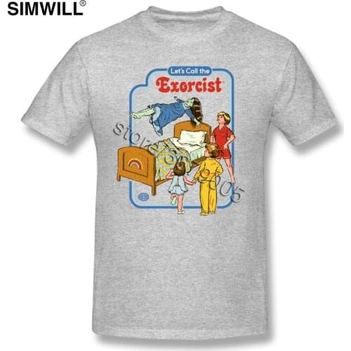 Lets Call The Exorcist Tee Shirts Mens Trendy Short Sleeve 100% Cotton T Shirt O-neck Tee Regular Fit Clothes Dropshipping