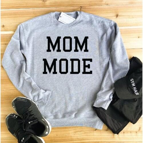 Mom Mode Womens Sweatshirt, Sweatshirt for Mom mother days gift slogan funny pure cotton pullovers young hipster vintage tops